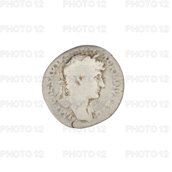 Denarius of Hadrian (76–138; Roman emperor 117–138). Obverse: bust of Hadrian right, laurel wreath
