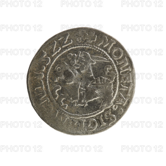 Lithuanian half-grosz, Sigismund I the Old (king of Poland; 1506–1548). Obverse: Pursuer (Pogonia)