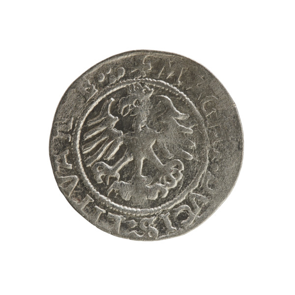 Lithuanian half-grosz, Sigismund I the Old (king of Poland, 1506–1548). Silver coin (1522).