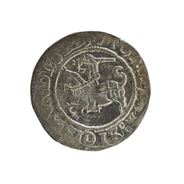 Lithuanian half-grosz, Sigismund I the Old (King of Poland; 1506–1548). Obverse: Pogon (Lithuanian