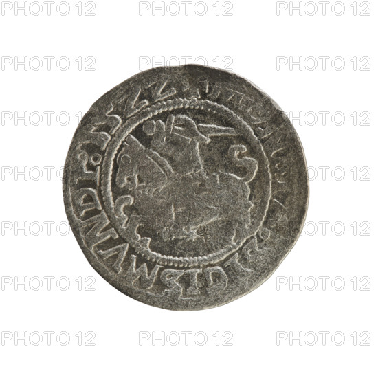 Lithuanian half-grosz, Sigismund I the Old (king of Poland; 1506–1548). R8 (rarity). Polish coin,