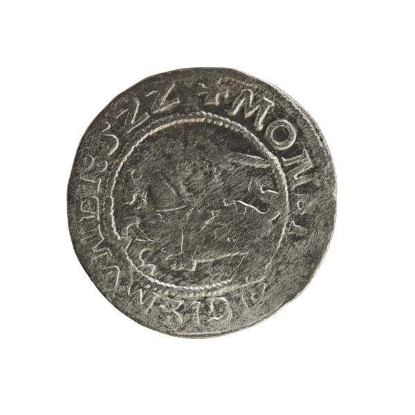 Lithuanian half-grosz, Sigismund I the Old (king of Poland; 1506–1548). Obverse: Pogon (mounted