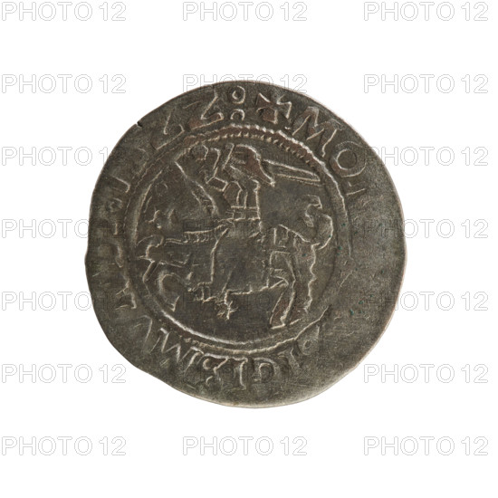 Lithuanian half-grosz, Sigismund I the Old (king of Poland; 1506–1548). Silver coin (half-grosz),