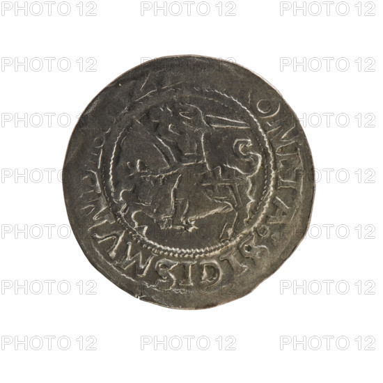 Lithuanian half-grosz, Sigismund I the Old (King of Poland; 1506–1548). Obverse: Pogon (Lithuanian