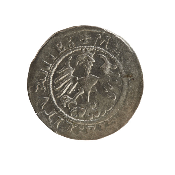 Lithuanian half-grosz, Sigismund I the Old (King of Poland; 1506–1548). Silver coin (half-grosz),