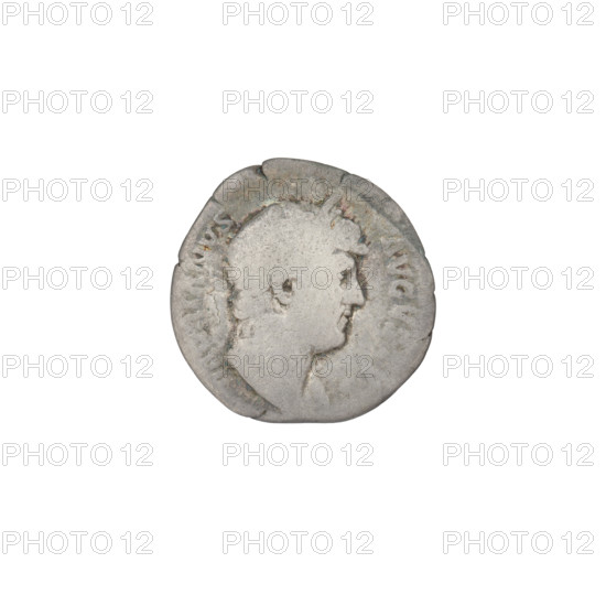 Denarius, Hadrian (76–138; Roman emperor 117–138). Obverse: head of Hadrian in laurel wreath facing