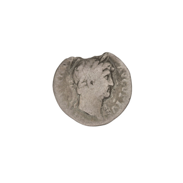 Denarius of Hadrian (76–138; Roman emperor 117–138). Obverse: head of Hadrian in laurel wreath