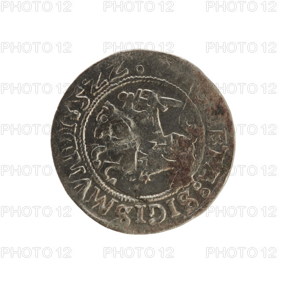 Lithuanian half-grosz, Sigismund I the Old (king of Poland; 1506–1548). Polish coin (Jagiellon