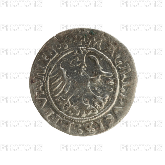 Lithuanian half-grosz, Sigismund I the Old (king of Poland; 1506–1548). Silver coin (1522).