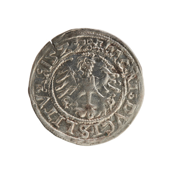 Lithuanian half-grosz, Sigismund I the Old (King of Poland; 1506–1548). Silver coin (half-grosz),