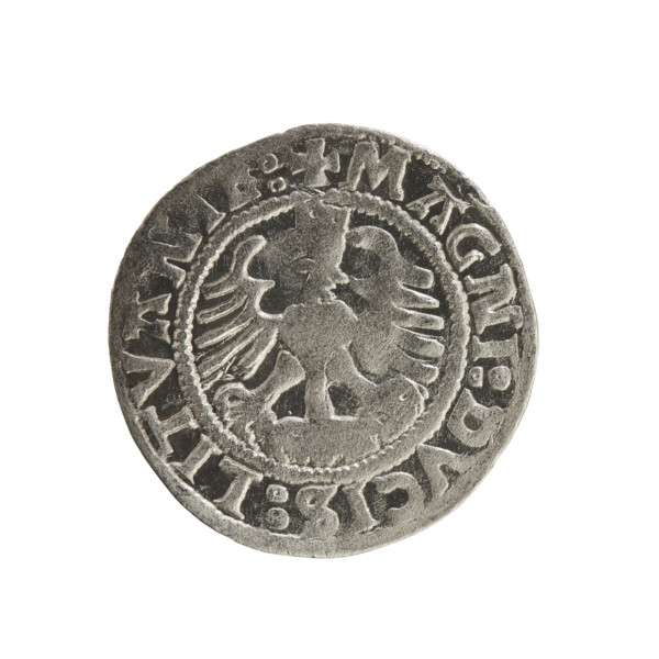 Lithuanian half-grosz, Sigismund I the Old (king of Poland; 1506–1548). Obverse: Pursuer (emblem of