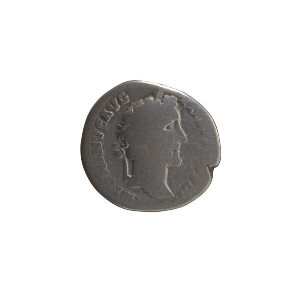 Denarius of Antoninus Pius (86–161; Roman emperor 138–161). Obverse: Head of Antoninus Pius in a