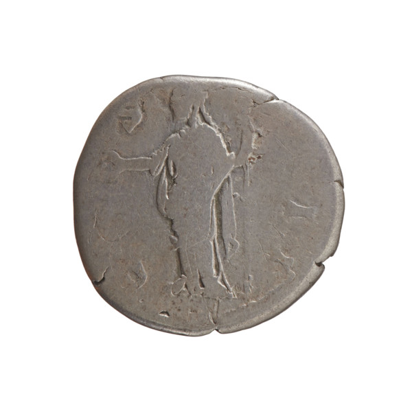Denarius of Antoninus Pius (86–161; Roman emperor 138–161). Obverse: Head of Antoninus Pius in a