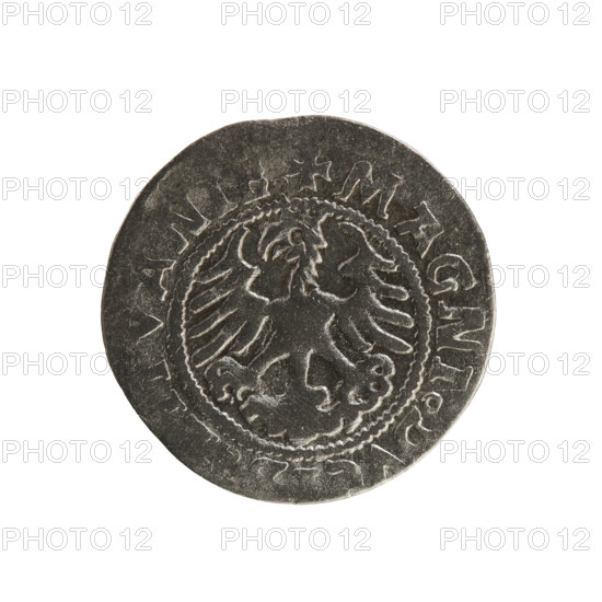 Lithuanian half-grosz, Sigismund I the Old (king of Poland; 1506–1548). Silver coin (half-grosz),