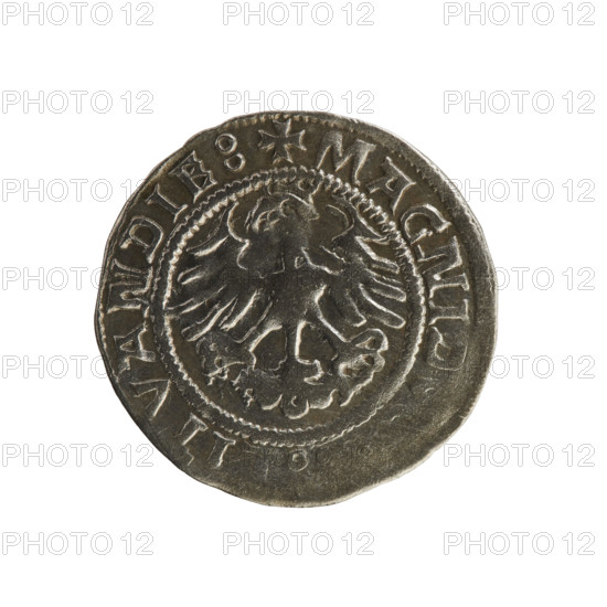 Lithuanian half-grosz, Sigismund I the Old (king of Poland; 1506–1548). Obverse: Pursuer turned