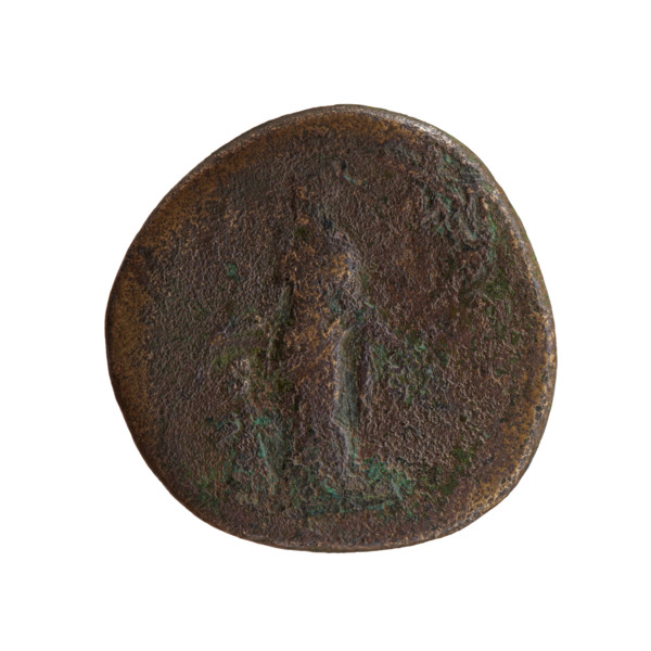 Sestertius of Antoninus Pius (86–161; Roman emperor 138–161). Obverse: head of the emperor in a