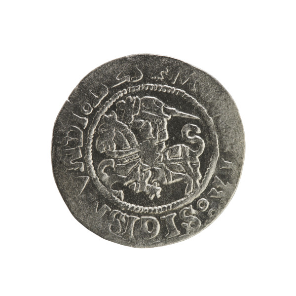 Lithuanian half-grosz, Sigismund I the Old (king of Poland; 1506–1548). Coin (1525). Obverse: