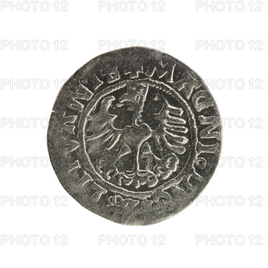 Lithuanian half-grosz, Sigismund I the Old (king of Poland; 1506–1548). Silver coin (half-grosz),