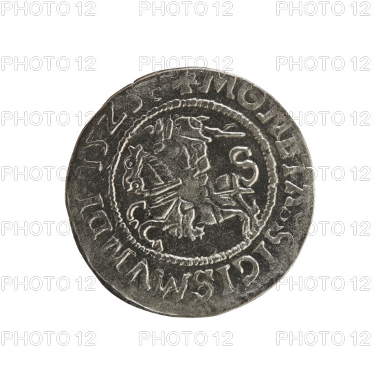Lithuanian half-grosz, Sigismund I the Old (king of Poland; 1506–1548). Silver coin (1525).