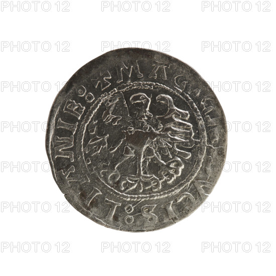 Lithuanian half-grosz, Sigismund I the Old (king of Poland; reign 1506–1548). Coin (1525). Obverse: