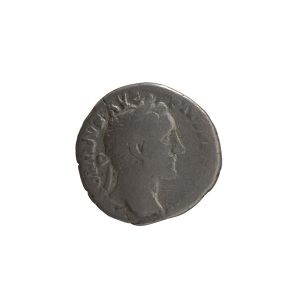 Denarius of Antoninus Pius (86–161; Roman emperor 138–161). Obverse: Head of Antoninus Pius in a