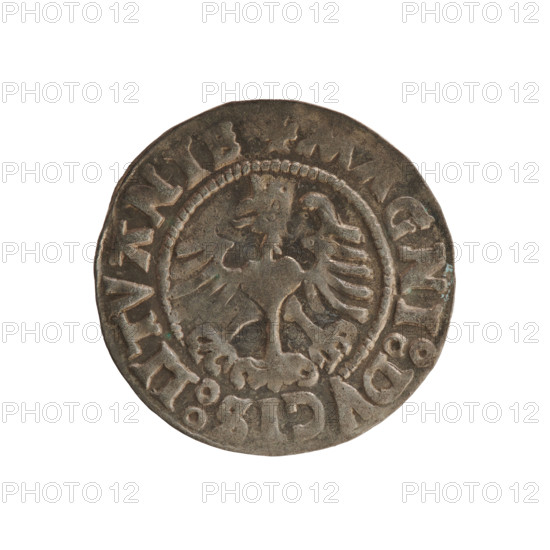 Lithuanian half-grosz, Sigismund I the Old (king of Poland; 1506–1548). Obverse: Pursuer