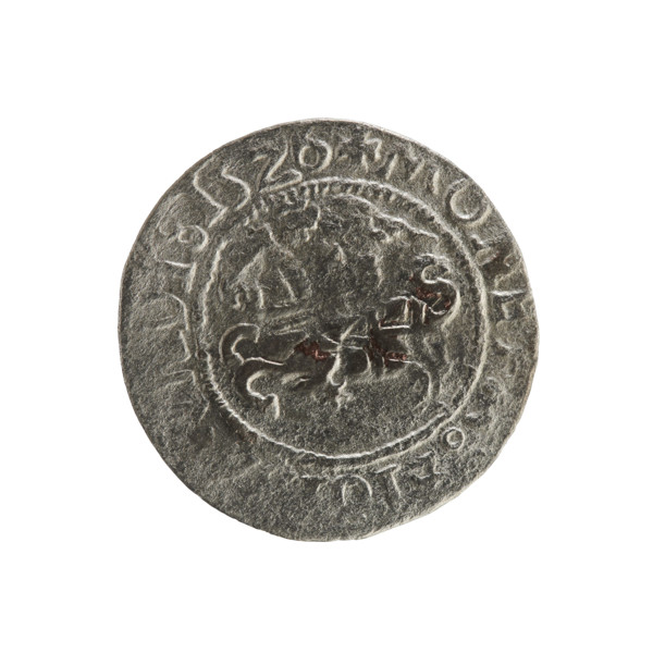 Lithuanian half-grosz, Sigismund I the Old (king of Poland; 1506–1548). Silver coin (1526).