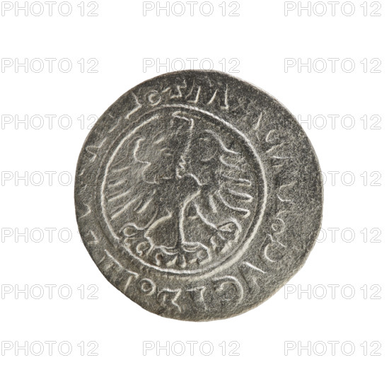 Lithuanian half-grosz, Sigismund I the Old (king of Poland; 1506–1548). Silver coin (half-grosz),