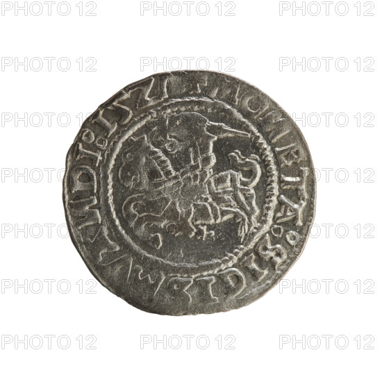 Lithuanian half-grosz, Sigismund I the Old (king of Poland; 1506–1548). Polish coin of the