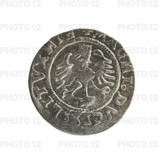 Lithuanian half-grosz, Sigismund I the Old (king of Poland; 1506–1548). Silver coin (half-grosz),