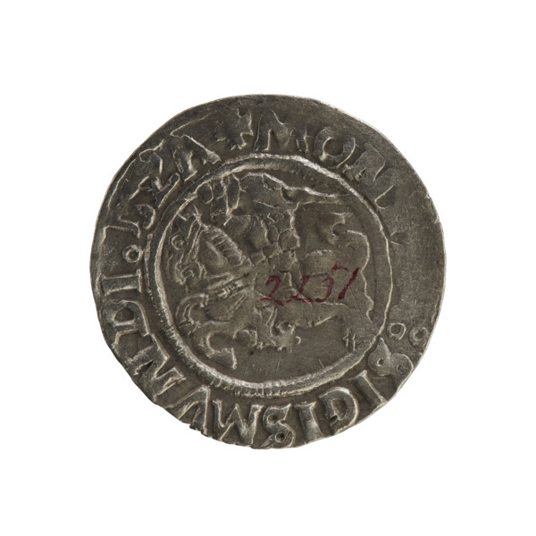 Lithuanian half-grosz, Sigismund I the Old (king of Poland; 1506–1548). Polish coin of the