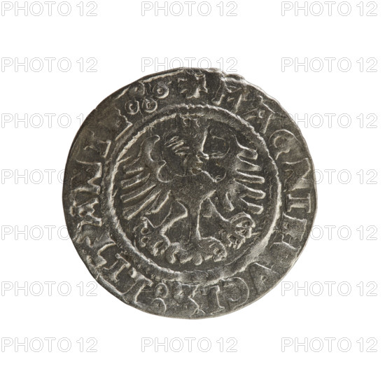 Obverse: Pursuer turned left; in the rim between pearl borders an inscription: + COIN:SIGI,