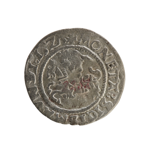 Lithuanian half-grosz, Sigismund I the Old (king of Poland; 1506–1548). R8 (rarity). Polish coin of