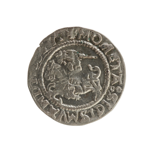 Lithuanian half-grosz, Sigismund I the Old (King of Poland; 1506–1548). Silver coin (half-grosz),