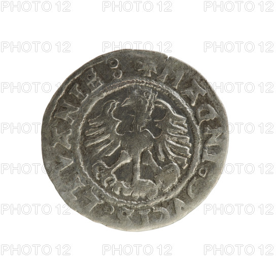 Lithuanian half-grosz, Sigismund I the Old (king of Poland; 1506–1548). Polish coin of the