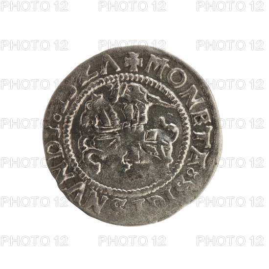 Lithuanian half-grosz, Sigismund I the Old (king of Poland; 1506–1548). Silver coin (half-grosz),