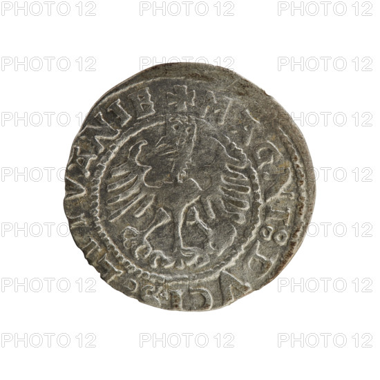 Lithuanian half-grosz, Sigismund I the Old (king of Poland; 1506–1548). R8 (rarity). Polish coin of