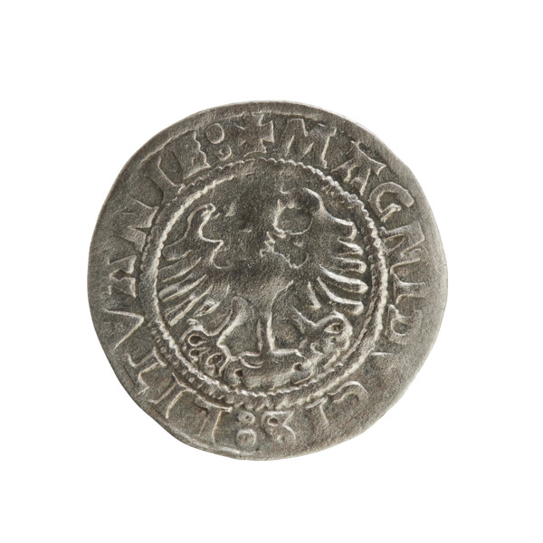 Lithuanian half-grosz, Sigismund I the Old (King of Poland; 1506–1548). Silver coin (half-grosz),