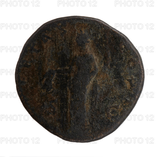Sestertius, Antoninus Pius (86–161; Roman emperor 138–161), issuer. Obverse: head of Antoninus Pius