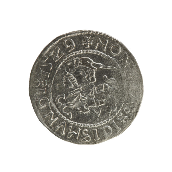 Lithuanian half-grosz, Sigismund I the Old (king of Poland; 1506–1548). Polish coin (Jagiellon