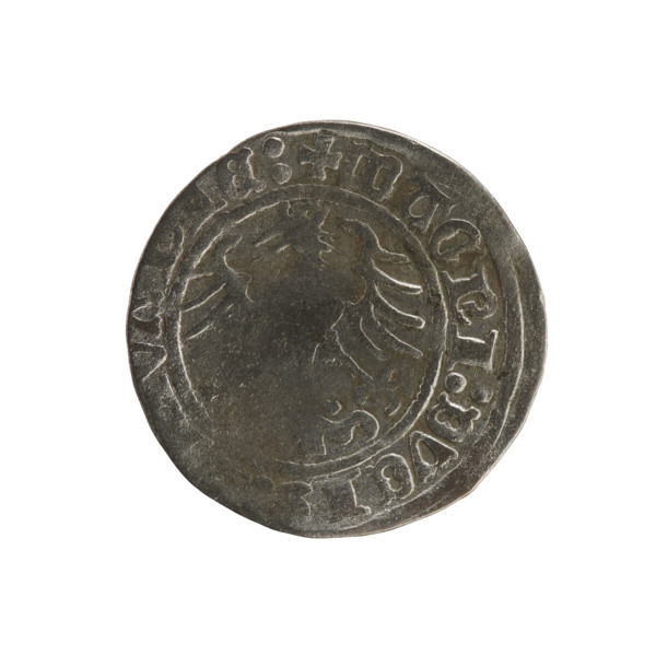Lithuanian half-grosz of Sigismund I the Old (King of Poland, r. 1506–1548). Silver coin