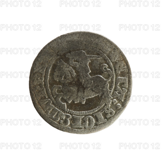 Lithuanian half-grosz, Sigismund I the Old (King of Poland; 1506–1548). Silver coin (half-grosz),
