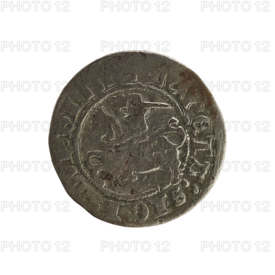 Lithuanian half-grosz, Sigismund I the Old (king of Poland; 1506–1548). Polish coin of the