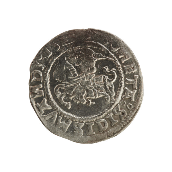 Lithuanian half-grosz, Sigismund I the Old (King of Poland; 1506–1548). Silver coin (half-grosz)