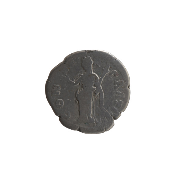 Denarius, posthumous issue for Faustina the Elder (98–141; Roman empress 138–141) by Antoninus Pius