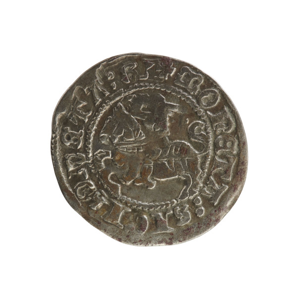 Lithuanian half-grosz, Sigismund I the Old (king of Poland; 1506–1548). Silver coin (half-grosz).