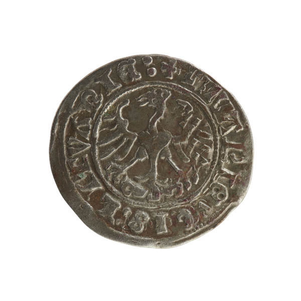 Lithuanian half-grosz, Sigismund I the Old (king of Poland, 1506–1548). Silver coin (half-grosz),