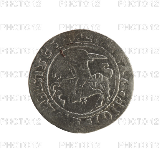 Lithuanian half-grosz, Sigismund I the Old (king of Poland; 1506–1548). Polish coin of the
