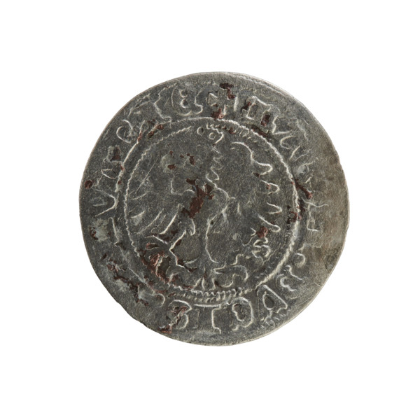 Lithuanian half-grosz, Sigismund I the Old (king of Poland; 1506–1548). Silver coin (half-grosz).