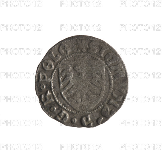 Gdansk szelag, Sigismund I the Old (King of Poland; 1506–1548). Polish coin (1525). Obverse: